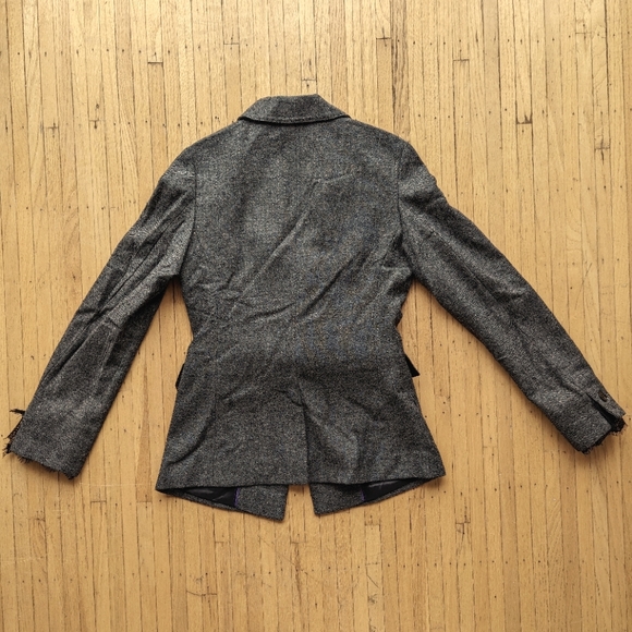 Grey Woven Blazer with Lace Details - Picture 3 of 3